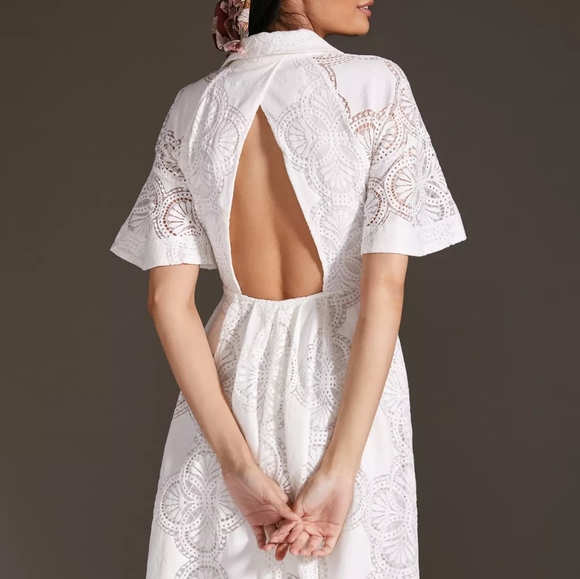 HTF Anthropologie Maeve Eyelet Midi Dress - Picture 4 of 6